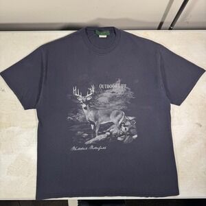 Vintage Outdoor Life Shirt XL WHITETAIL WATERFALL DEER BUCK Graphic Print